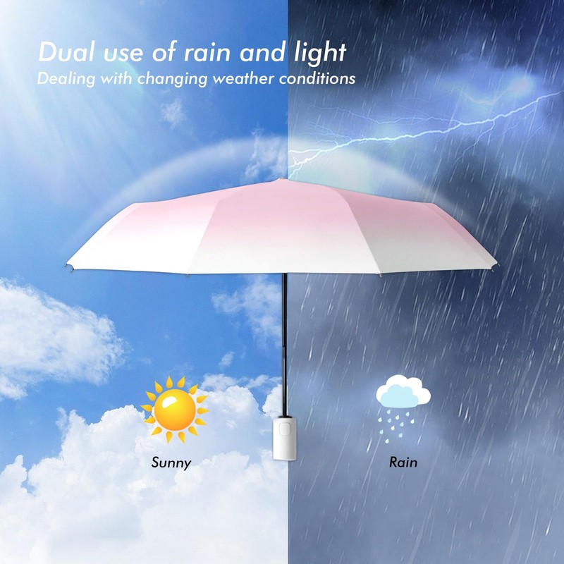 EEPLUYTY Umbrellas, Automatic Umbrella, Pocket Umbrella Open-Close with 8 Ribs,