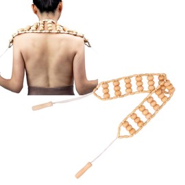 Asixxsix Wooden Therapy Massage Tool, Handheld Wooden Back Massage Roller Rope, Anti-Cellulite Massager with 12 Therapeutic Rollers for Back, Neck, Shoulders, Legs, Waist