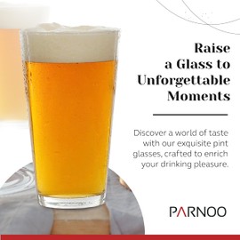 Pint Glasses Set of 6 - 16 oz Drinking Glasses Made for Cold Beverages - 16 oz Mixing Glass & Highball Set of 6 for Homes, Pubs & More - Freezer & Dishwasher-Friendly Cocktail Glasses, PARNOO