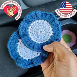 Cotton Crotchet Ruffled Flower Coaster Set (Coastal Breeze)