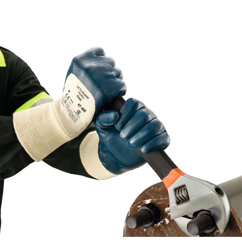 Ansell Hylite 47-400 Nitrile Glove, Cut Resistant, Coated on Interlock