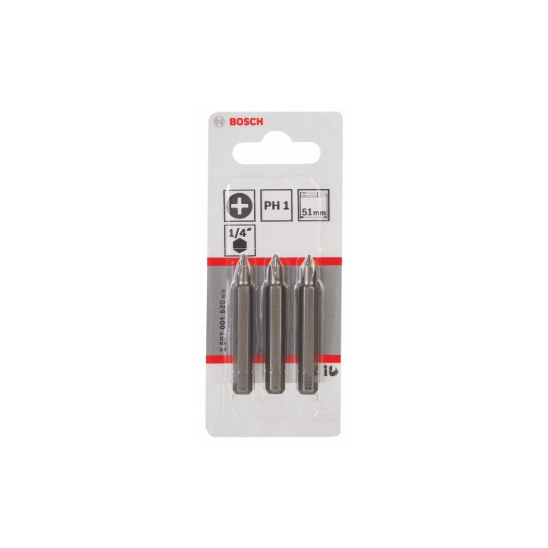 Bosch Pack of 3 Phillips Screwdriver Bits - Bit Size