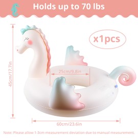 Children's Swimming Ring, Shyllin Thickened Inflatable Swimming Ring Made of PVC, Swimming Animals for the Pool, Suitable for Beach, Party, Water Park, Swimming Pool, Children 5-9 Years (Hippocampus)