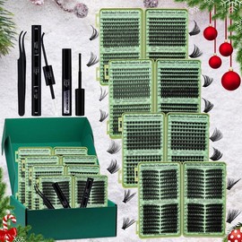 Eyelash Extensions Kit, 1 Count Eyelash Bond & Seal & Tweezers & Lash Remover, DIY Eyelash Extensions Clusters Lashes, Professional Eye Makeup Accessories for Women, Merry Christmas
