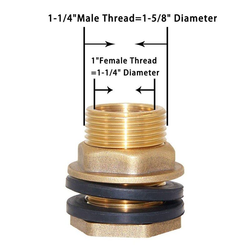 Joywayus 1" Female 1-1/4" Male Soild Brass Water Tank Connector