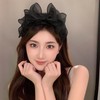 Guojiang Retro-Fashion Black-Bow Headband HairBands Elegant Mesh HairBand Black Hair