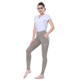 SPOEAR Horse Riding Pants Equestrian Women Full Seat Breeches Horseback Riding Tights Silicone Pockets(Khaki,M)