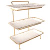jinsongdafa 3-Tiered Serving Rack with Ceramic Tray, Foldable Gold Stand