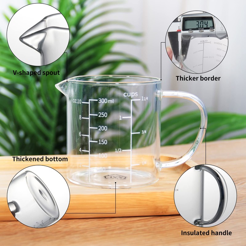 77L Glass Measuring Cup, Clear Liquid Measuring Cup with V-Shaped
