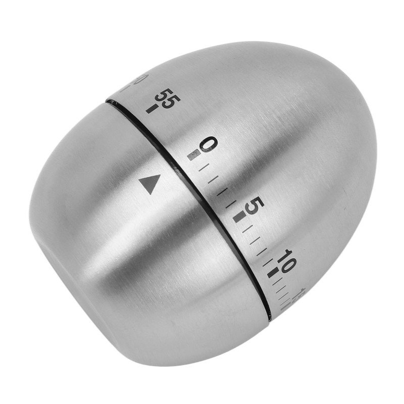 Mechanical Timer Egg Shaped Clear Scale Stainless Steel Timing Reminder