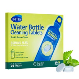 apptrin Water Bottle Cleaning Tablets, 36 Pack Bottle Clean Tablet Hydration Bladder Cleansing Tablets for All Plastics and Glass Drinking Containers