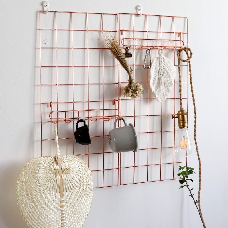 FRIADE Rose Gold Grid Hooks Rack for Wall Grid Panel,Hanging