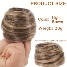 XFSRG Haarteil Hair Extensions für Damen, natürlich wirkender Haarteil-Dutt, voluminöser Fake Bun, lockerer Chignon-Haarknoten, elastischer Scrunchie, einfache Hochsteckfrisur