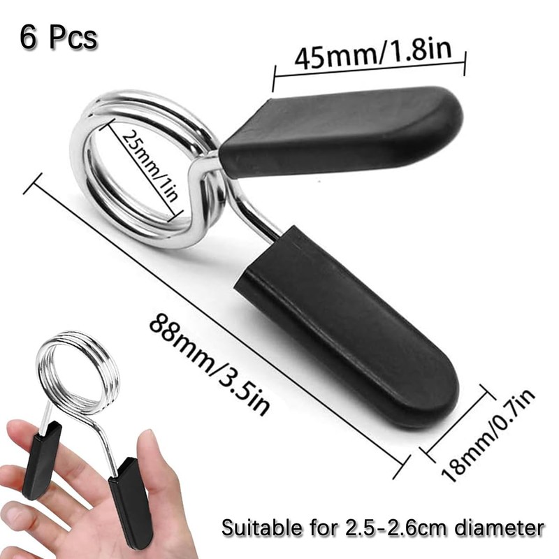 DHinkyoung 6 Pcs Spring Collar Clips, Dumbbell Barbell Clamps, Exercise