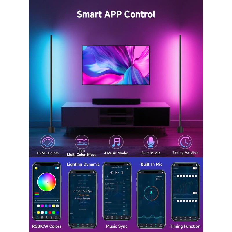 Tyute Standing Floor Lamp, RGB LED Lamp with Music Sync,