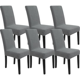 Chair Covers for Dining Chairs,Kitchen Chairs Cover Set of 6,Light Gray