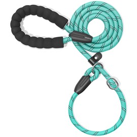 iYoShop Durable Slip Lead Dog Leash with Padded Handle and Highly Reflective Threads, No Pull Dog Training Leash, (1/2" x 6 FT, Teal)