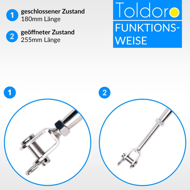 Toldoro® 4 x M8 Turnbuckle Tensioner Stainless Steel V4A /