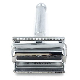 Parker 29L Chrome, Long Handle Butterfly Open Double Edge Safety Razor for Men & Women, 5 Parker Premium Platinum Double Edge Razor Blades Included