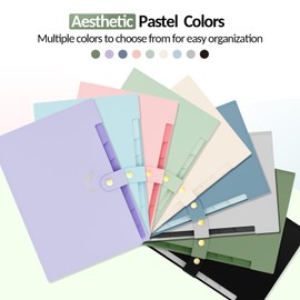 Sooez Aesthetic 8 Pocket Accordion File Organizer, Pastel Expanding File Folder for Important Document with Labels, Portable Receipt Paper Bill Organizer for Office School Supplies, Letter Size Black