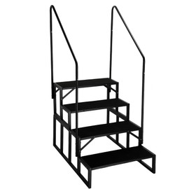 RV Steps with Dual Handrails, 4 Step Spa Hot Tub Steps with Anti-Slip Pedals, 400lbs Load Capacity, Universal Portable Mobile Home Stairs Steps for 5th Wheel RV, Spa, Porch, Pool, Travel Trailers