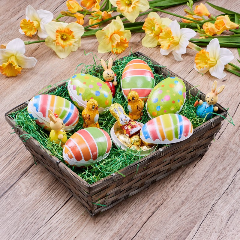 com-four® 6 x Easter eggs for filling, colourful filling eggs