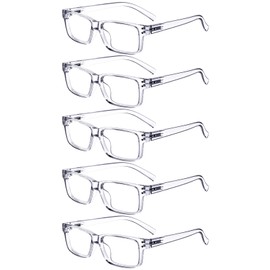 Eyekepper Vintage Reading Glasses for Men - 5 Pack Spring Hinges Classic Readers - Clear Frame +0.50