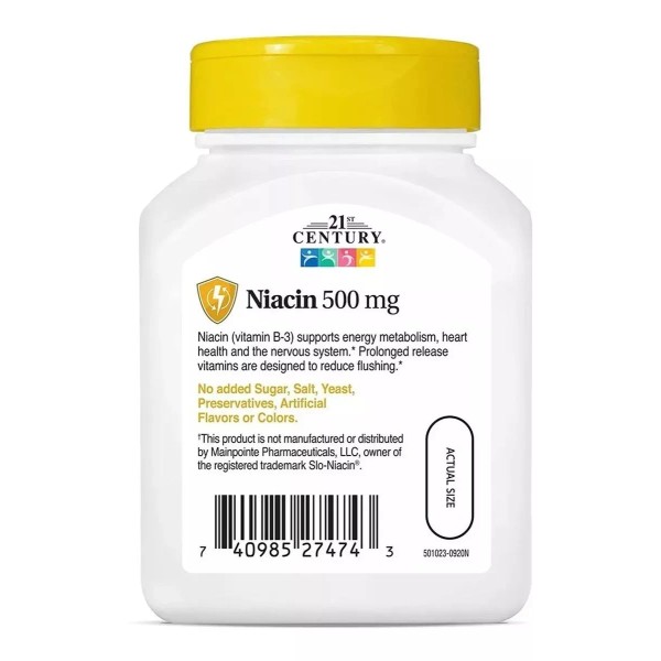 21st Century Niacina Vitamina B3 Premium 500 Mg 100 Tabletas