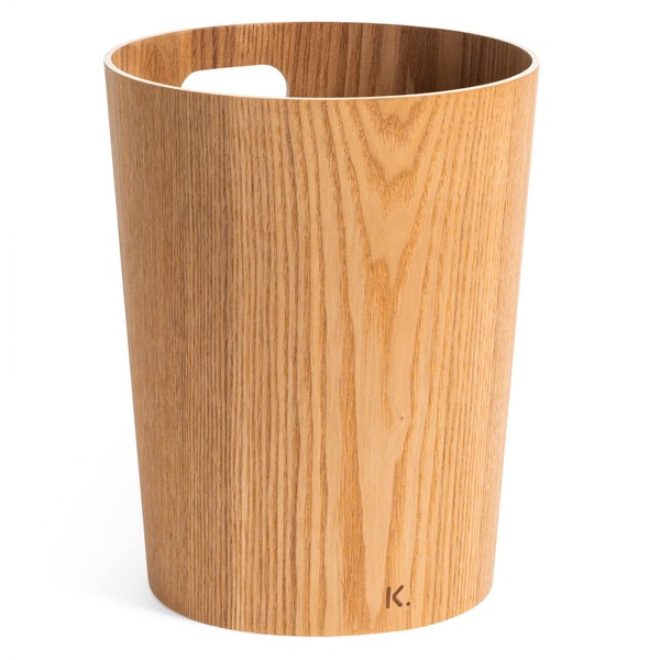 Kazai. Börje Real Wood Waste Paper Bin, Modern Wooden Bin for Office, Children's Room, Bedroom etc. Ash