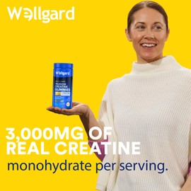Wellgard Creatine Gummies - Vegan, 3000mg True Dose Creatine Monohydrate Gummies, Increases Physical Performance, Lab Certificate on Product Page, 90 Gummies