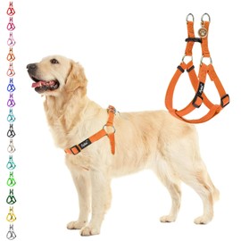PUPTECK No Pull Dog Harness Soft Adjustable Basic Nylon Step in Puppy Vest Outdoor Walking with ID Tag Orange