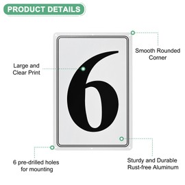 M METERXITY Aluminum Number Sign 6, 11.8 Inch House Numbers and Metal Letters, Parking Spot Letter Signs, Metal Letter Wall Decor for Garden/Door/Mailbox [Black Text On White]