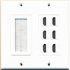 RiteAV Mesh Brush 6 HDMI Wall Plate 2 Gang Decorative Dual Gang White