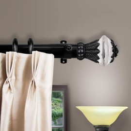 Rod Desyne Paradise Window Curtain Rod Set, 115 to 165-Inch, Black