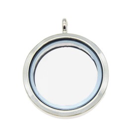 GraceAngie Brand 1PCS Round Glass Floating Locket Necklace Pendant Living Floating Memory Locket Charms (Silver) - 12 Crystal Birthstones Included