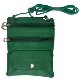 New PASSPORT Leather ID Holder Neck Travel Pouch Wallet (Green)