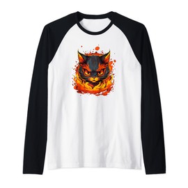 Burning Hellcat with Flames for Fire Sport training Raglan Baseball Tee