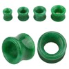 Pierced Owl Natural Green Jade Stone Double Flared Tunnel Plugs,