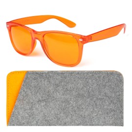 MOODVUES Orange Color Therapy Glasses with Matching Case - Healing Colored Chromotherapy Chakra Light Therapy Glasses Eyewear to Support Mood, Relaxation, Focus & More - Colorful Sunglasses