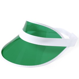 noTrash2003 Sunvisor Sonnenblende Retro Look Transparentes PVC-Visier UV-Schutz Verstellbares Stirnband Unisex Party-Accessoire für Sommer, Urlaub JGA Festivals 4 Farben, Grün
