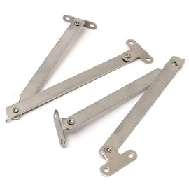 TOOLSTAR Cupboard Door Folding Hinge Lever Strut Lid Flap Support Hinges for Home Furniture Wardrobe Cabinet Box Suitcase, silver