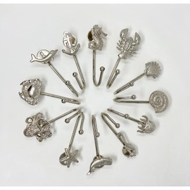 Knobs By Blossom Silver Sea-Life Marine Nautical Hooks (8. Small Shell)