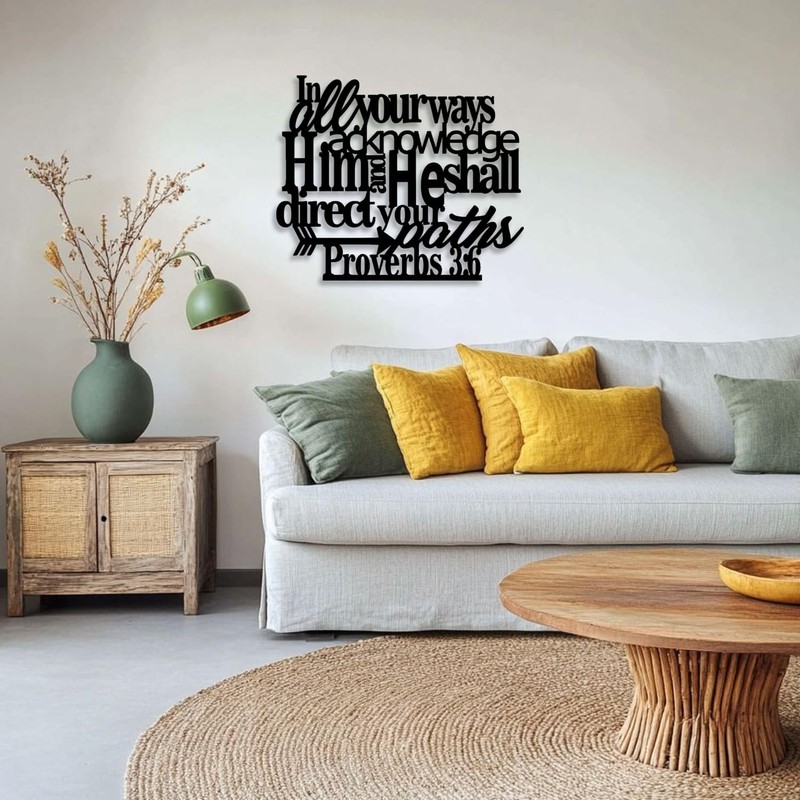 LIYOUYA Proverbs 3:6 Metal Wall Decor - Scripture Motivational Christian