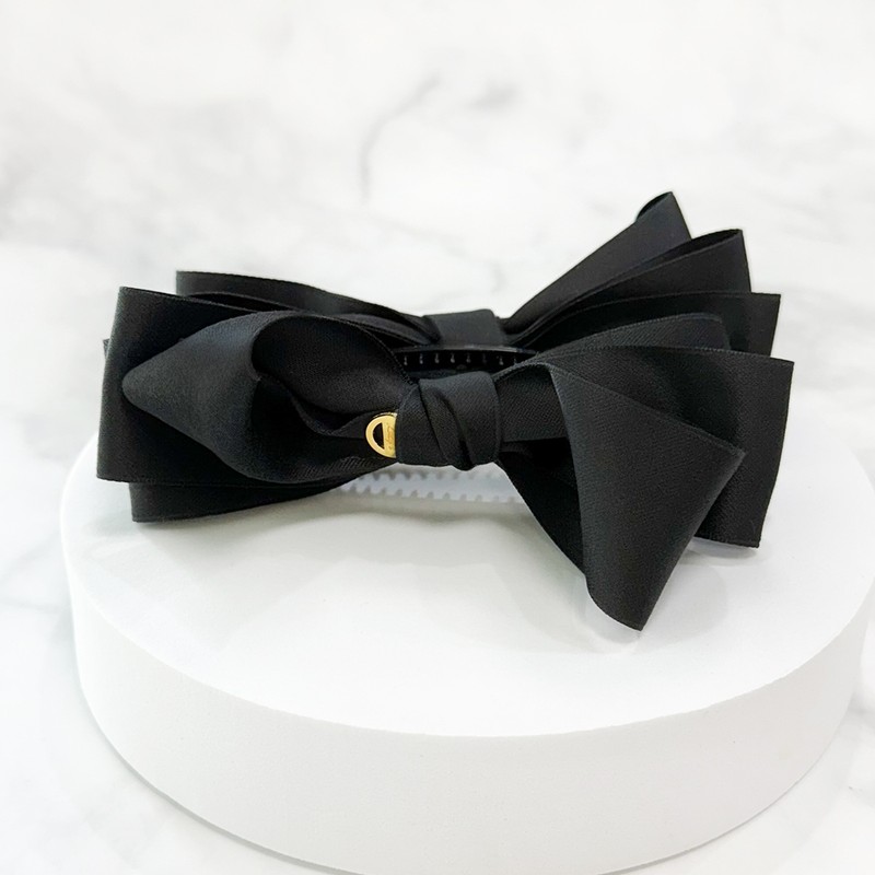 (3 types) Burnaby silk layered ribbon banana pin black 8cm