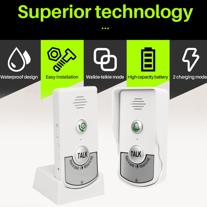 Wireless Intercom, 1000 m Wireless 2-Way Intercom, IP54, Waterproof Electronic