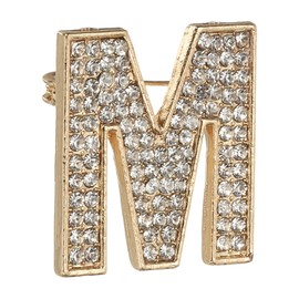 PATIKIL Initial Letter Brooch Pin, Letter M Rhinestone Brooches and Pins for Women Men for Jewelry Gifts Crafts Clothing, Gold