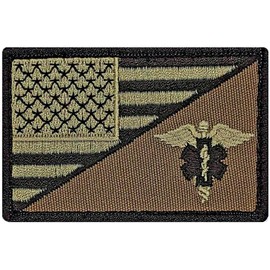 USA Flag Medic EMT EMS Embroidered Patch - 3 x 2 inch Hook Fastener Backing P439