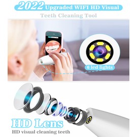 Kouric Visual Teeth Cleaning Kit,Plaque Removal with 3 Modes,Portable Tooth Cleaner with IPX7 Waterproof/LED/3 Replaceable Clean Heads,Dental Plaque Removal Tool for Home/Travel