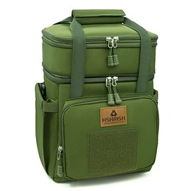 Tactical Lunch Bag, Large Expandable Lunch Box for Men, Durable Leakproof Cooler Bag with Molle Webbing, for Adults/Work Outdoor Picnic Trip Camping, 20 Can/15 L, Army Green
