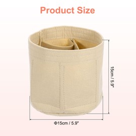 sourcing map Purse Organizer Insert, Portable Felt Organizer Bags Round Multiple Compartments Purse Liner for Bucket Bag, Domed Satchel, Tote Bag, Handbag Shaper (8" x 4" x 5.5", Beige)